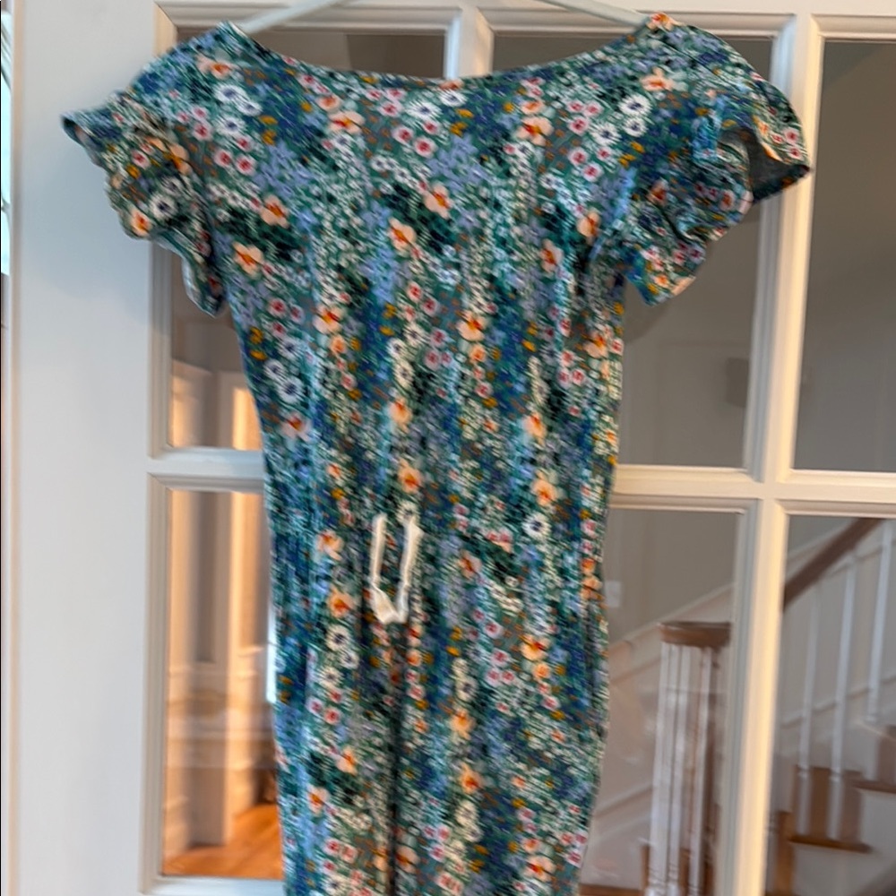Tea Collection Floral Kids One Piece - Blue and Orange